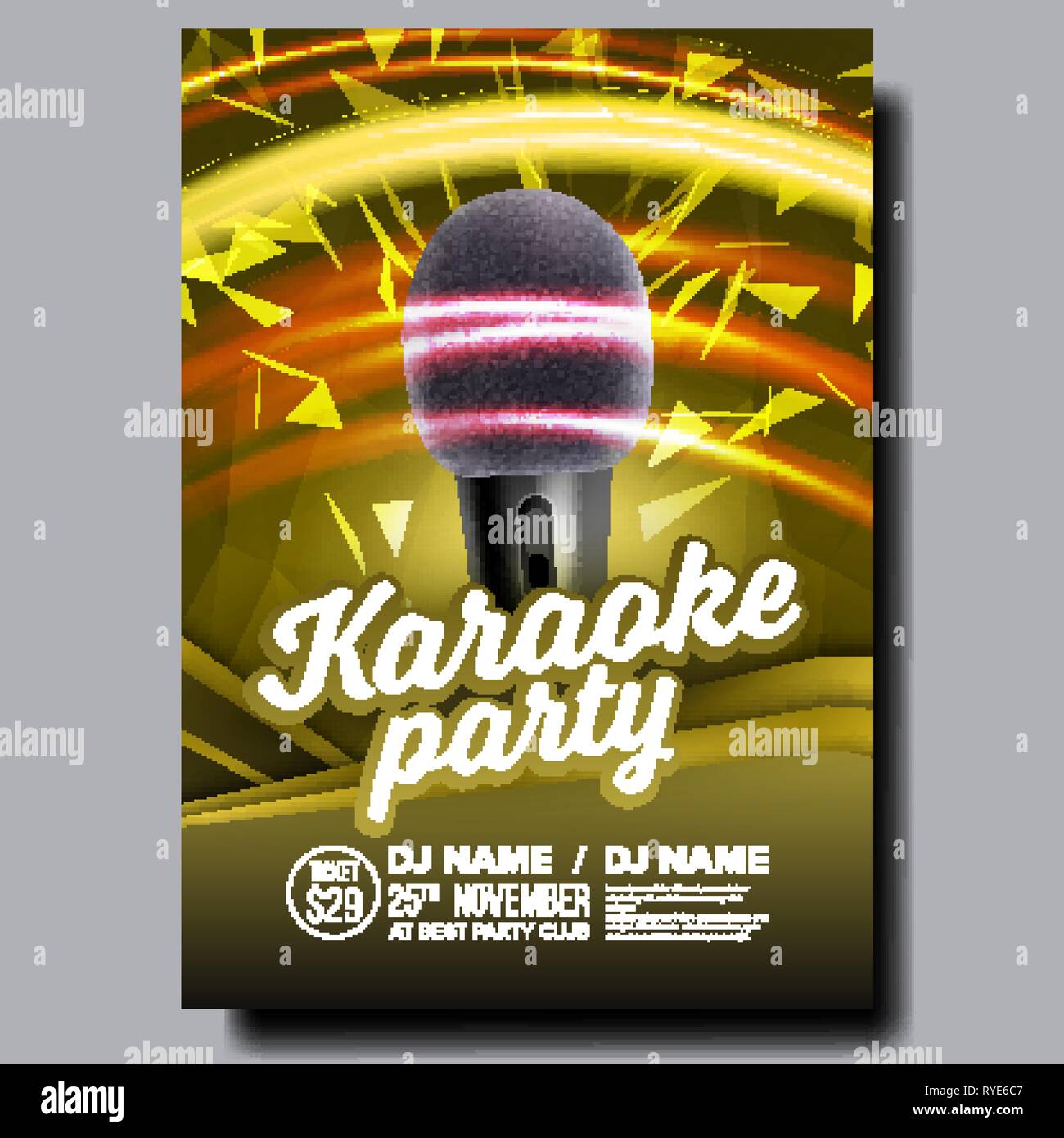 Póster de Karaoke Vector. Parte Flyer. Música Noche de Karaoke