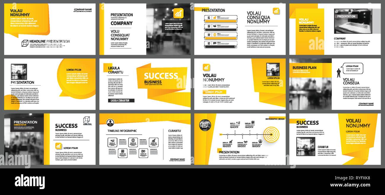 Presentacion Y Diseno De Diapositiva Plantilla Diseno De Degradado De Color Amarillo Y Naranja En Forma De Papel De Fondo Utilizar Para El Informe Anual De Negocios Prospectos Marketing Imagen Vector De