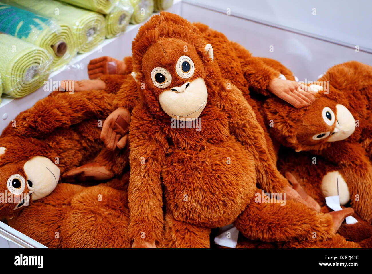 New Haven, CT, ESTADOS UNIDOS. Sept 2018. Cute Monkey Peluche Juguetes  populares en una salida para la decoración del hogar Fotografía de stock -  Alamy