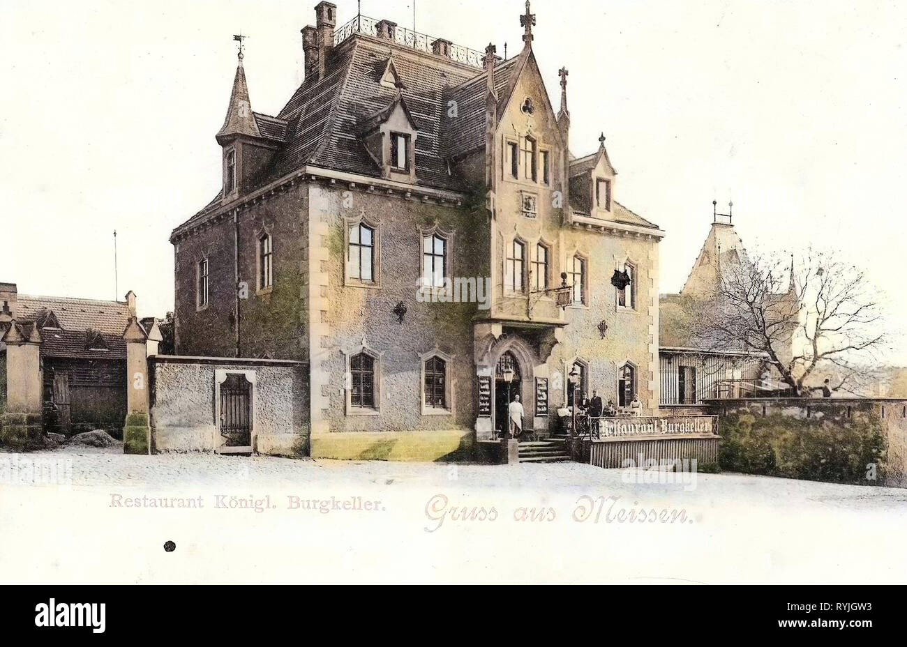 Restaurantes en el Landkreis Meißen 1898, Meißen, Restaurante Königlicher Burgkeller, Alemania Foto de stock