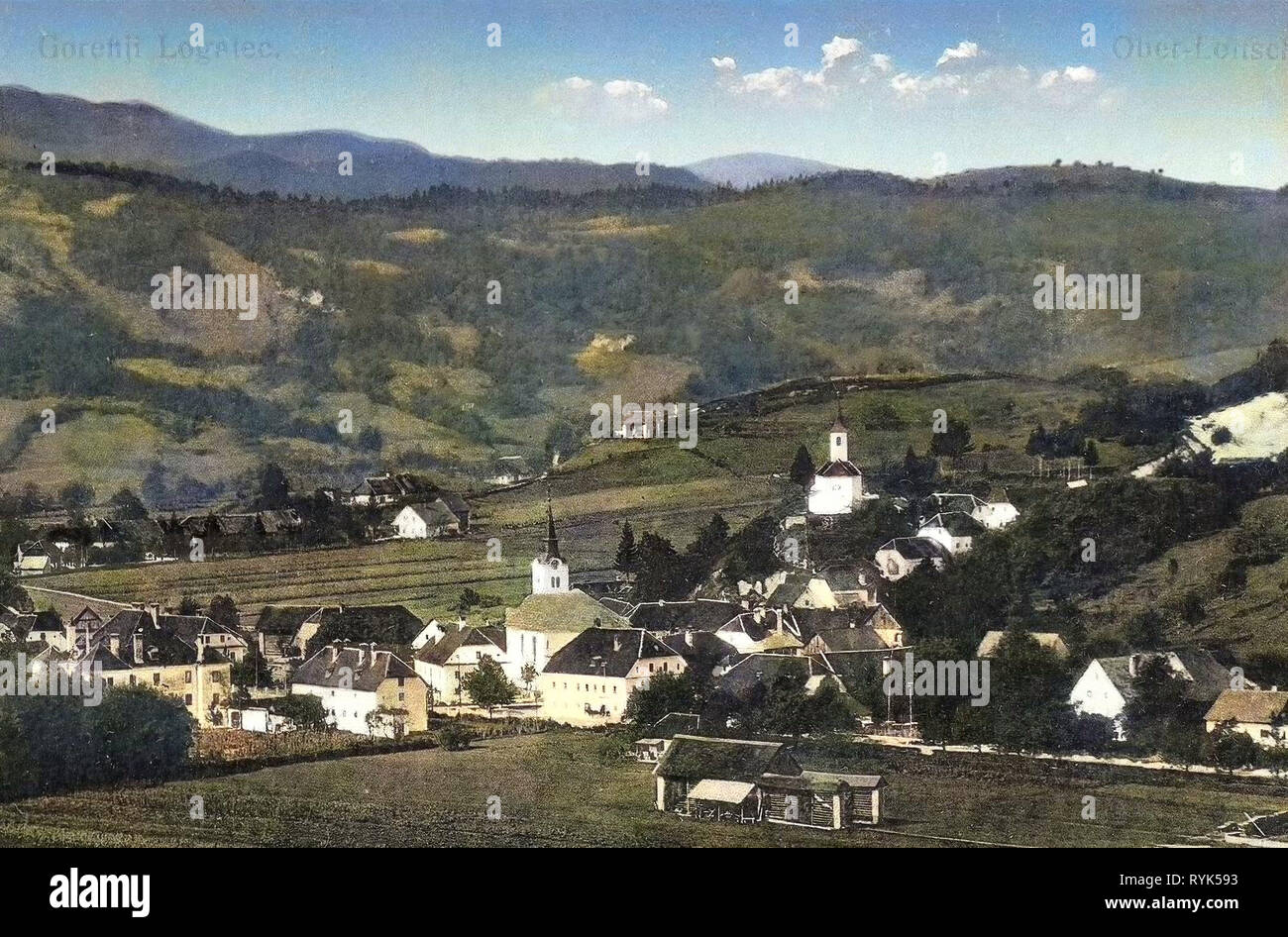 Postales de Logatec, 1916, Eslovenia, Gorenji Logatec, Ober, Leitsch Foto de stock