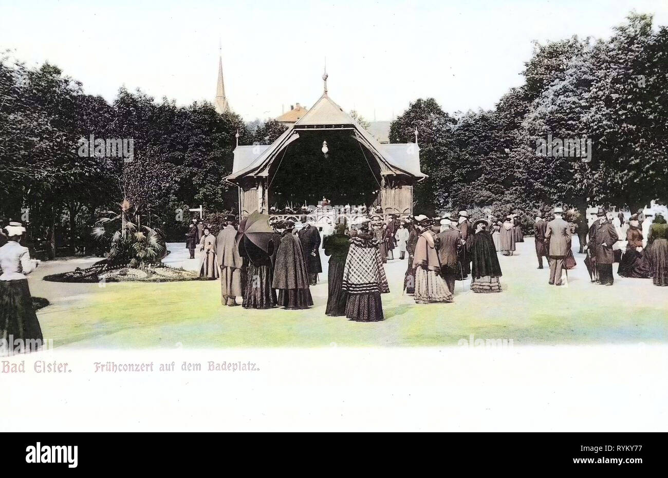 Conciertos en Alemania, 1902 Vogtlandkreis, Bad Elster, auf dem Badeplatz Frühkonzert Foto de stock