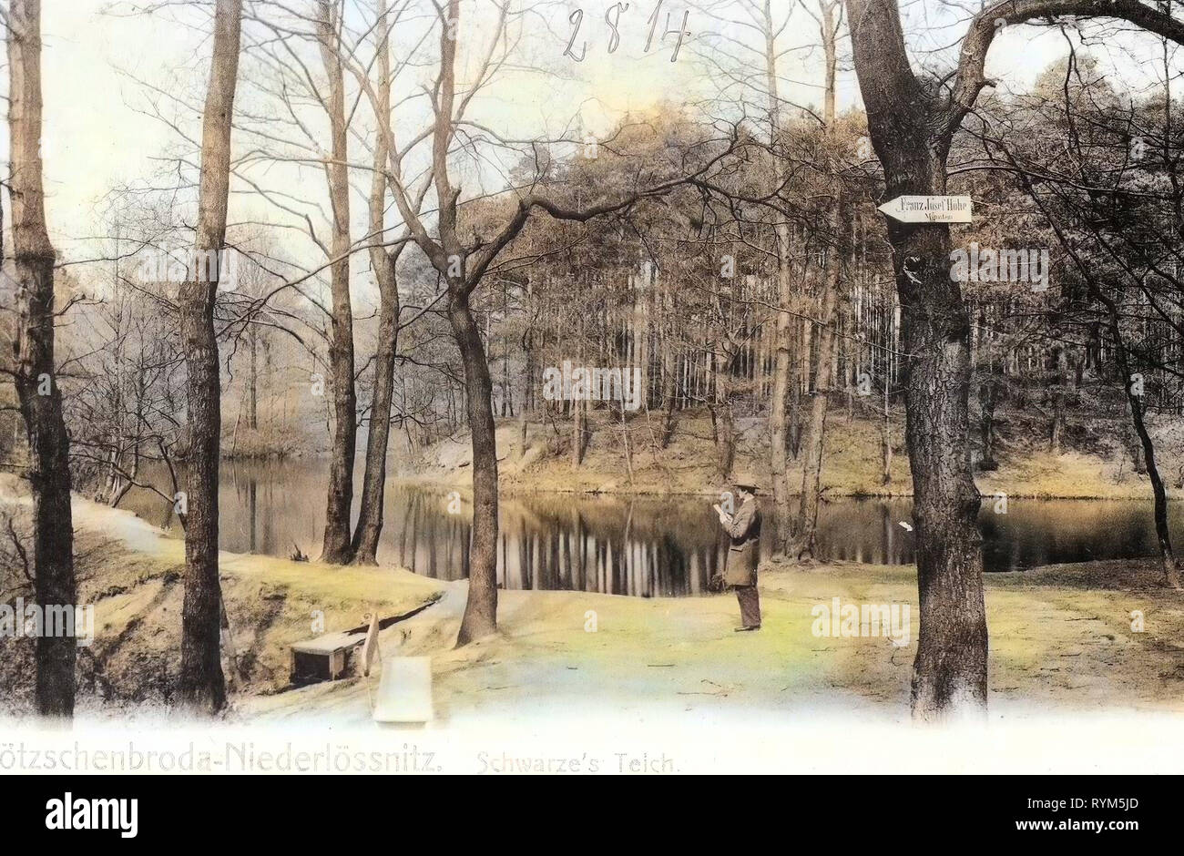 Schwarzes Teich, 1903, Landkreis Meißen, Kötzschenbroda, Niederlößnitz, Alemania Foto de stock