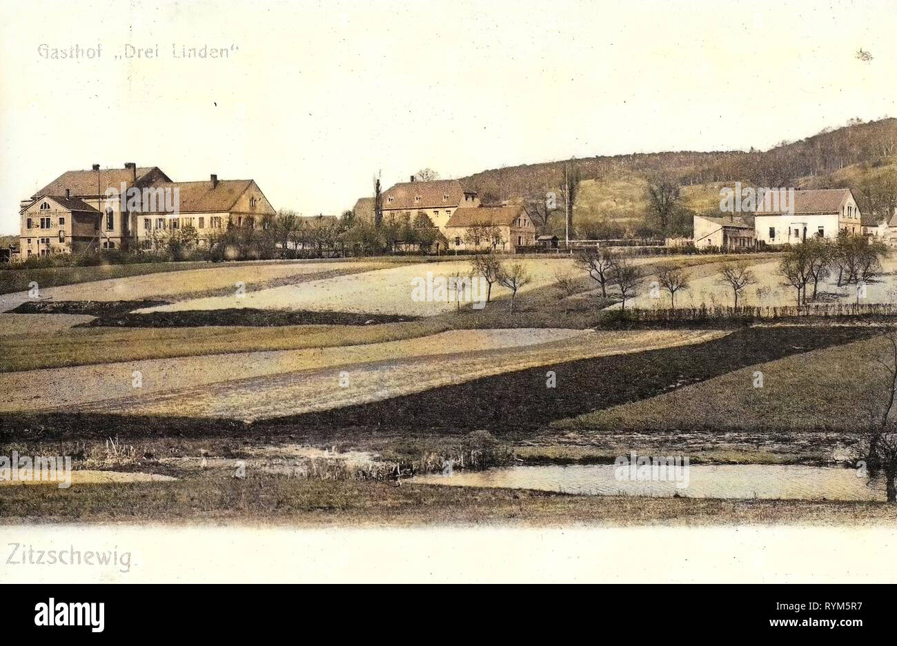 Gasthof Drei Linden 1903, Landkreis Meißen, Zitzschewig, Alemania Foto de stock