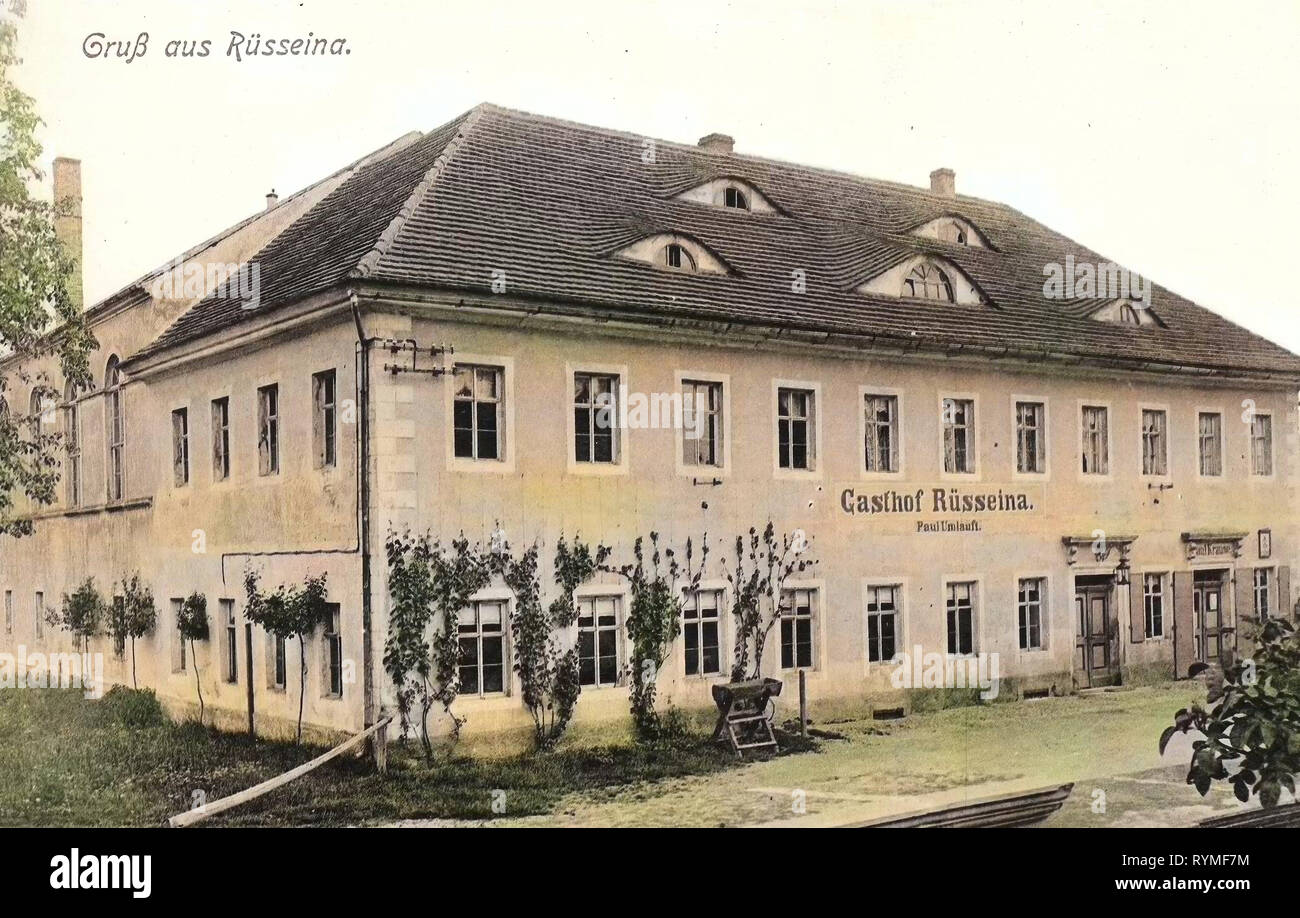 Restaurantes en el Landkreis Meißen, Rüsseina 1907, Landkreis Meißen, Gasthof, Alemania Foto de stock