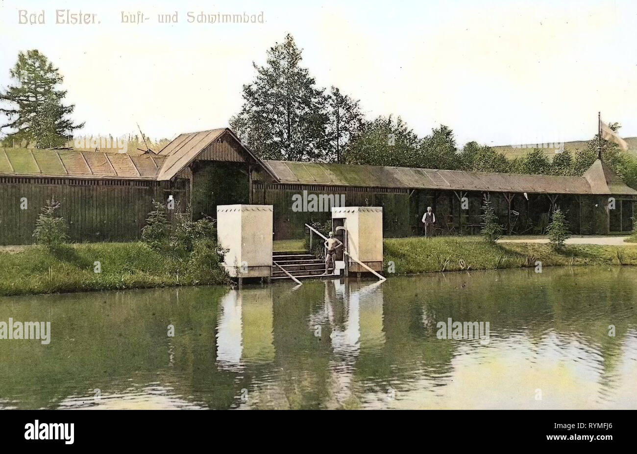 Baños en Sajonia, Bad Elster (Gondelteich), 1907, Vogtlandkreis, Bad Elster, Luft & Schwimmbad, Alemania Foto de stock