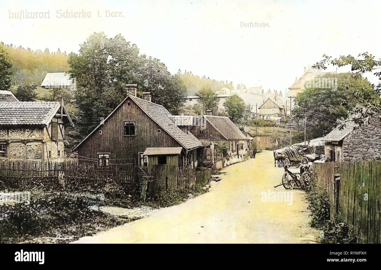Schierke, 1907, en el Estado federado de Sajonia-Anhalt, Dorfstraße, Alemania Foto de stock