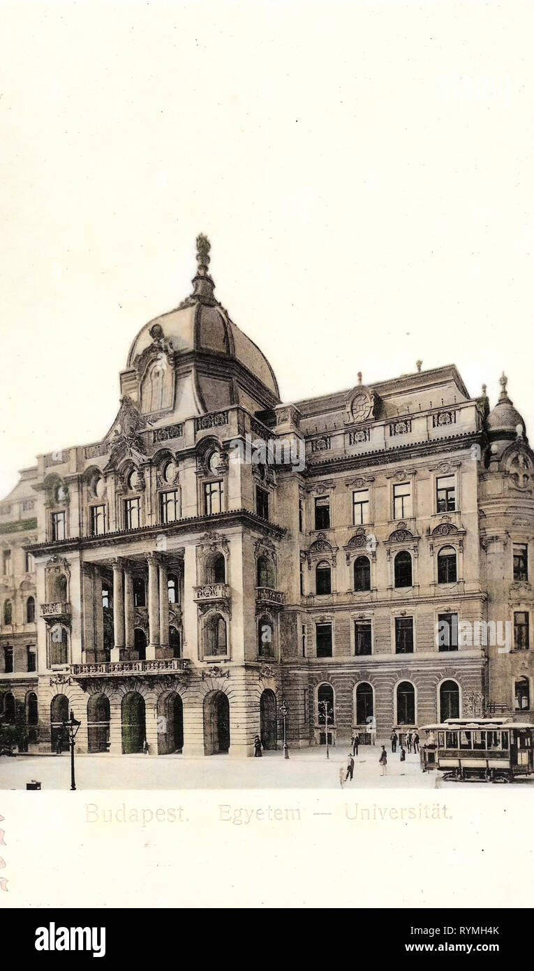 Las universidades y colegios en Budapest, los tranvías de Budapest de 1908, Budapest, Universität, Hungría Foto de stock