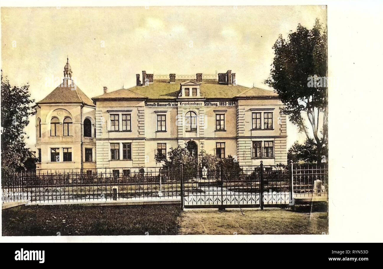 Historia de Lądek Zdrój, de 1904, Voivodato de Baja Silesia, Landeck, Krankenhaus Foto de stock