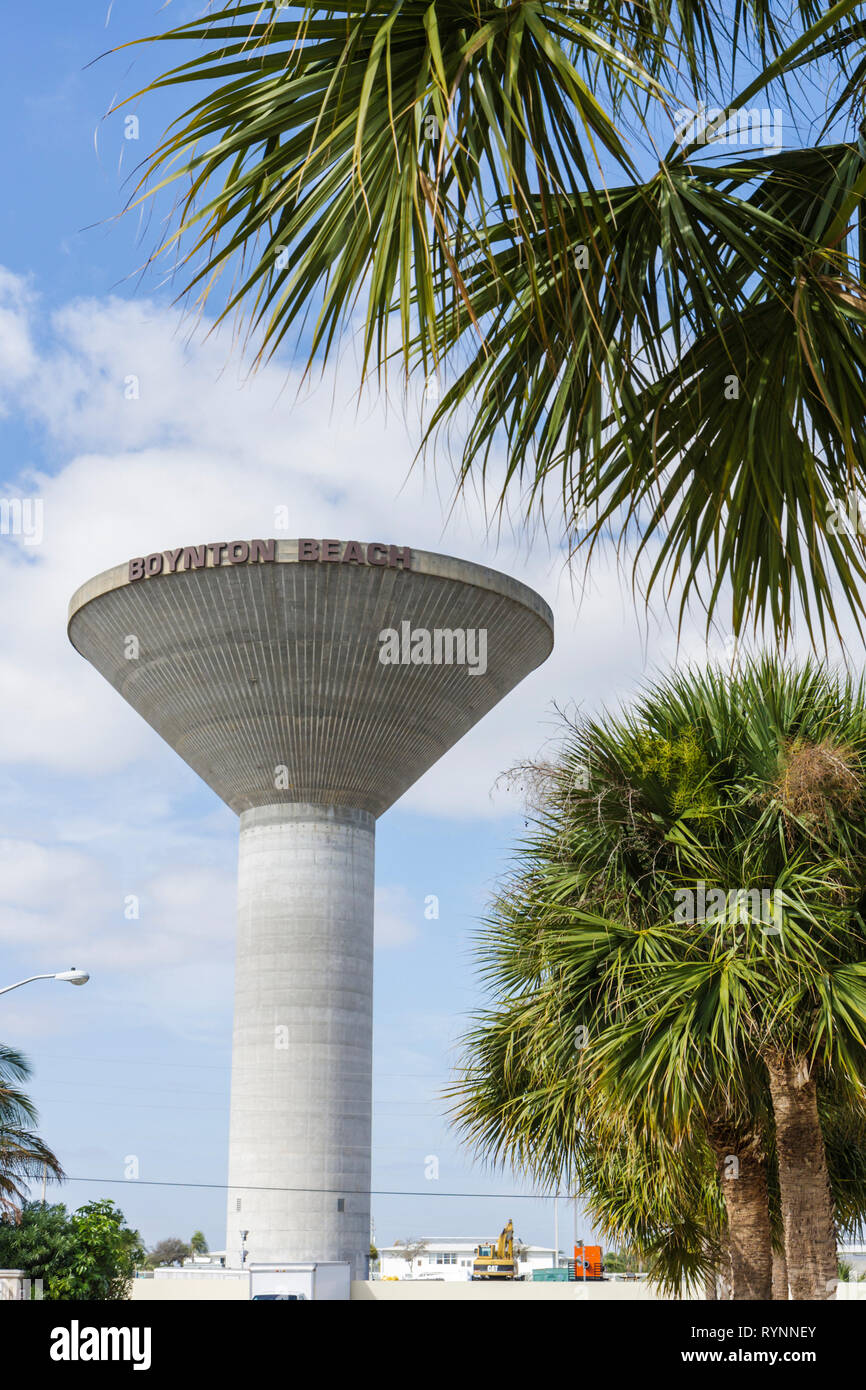 Florida Boynton Beach, ciudad, hormigón, torre de agua elevada, diseño moderno, almacenamiento, presión hidrostática, FL090219003 Foto de stock