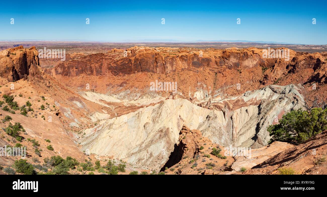 Cráter de arenisca, Trastornos Dome, el cráter de la isla en el cielo, el Parque Nacional Canyonlands, en Utah, EE.UU. Foto de stock