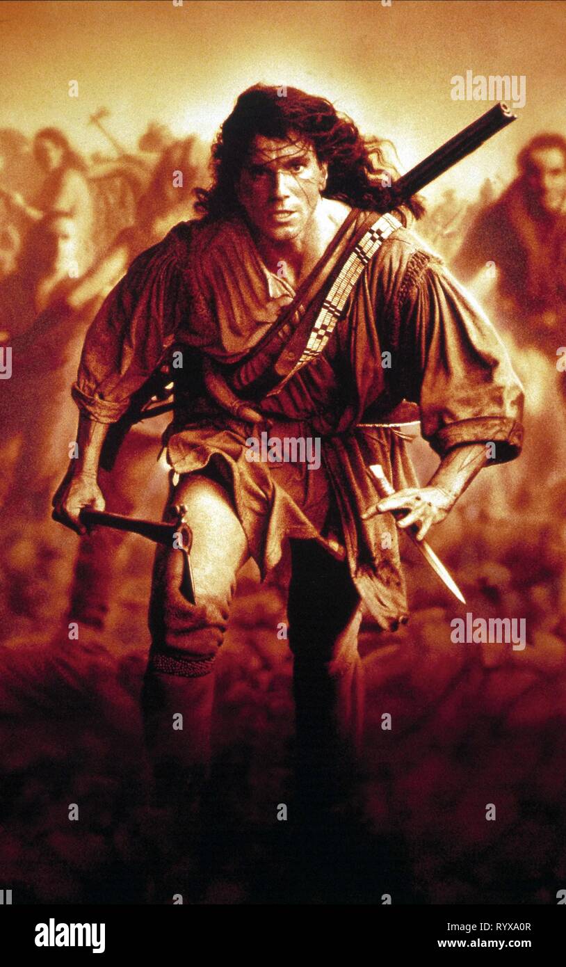 DANIEL DAY-Lewis, el último de los mohicanos, 1992 Foto de stock