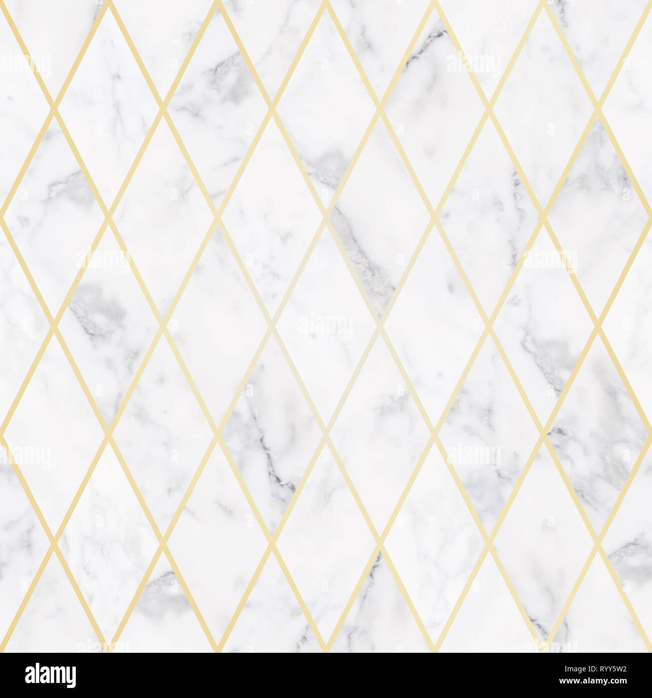 Lujo perfecta textura de piedra de mármol blanco, con patrón de rombos de oro Foto de stock