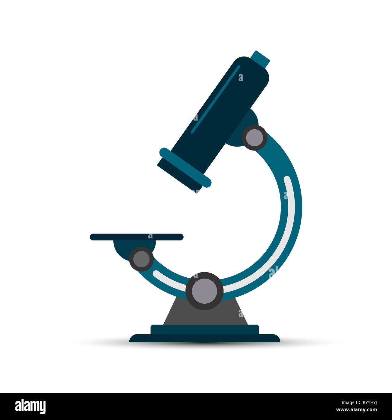 Microscopio para la investigación, la imagen en color, diseño plano simple  Imagen Vector de stock - Alamy