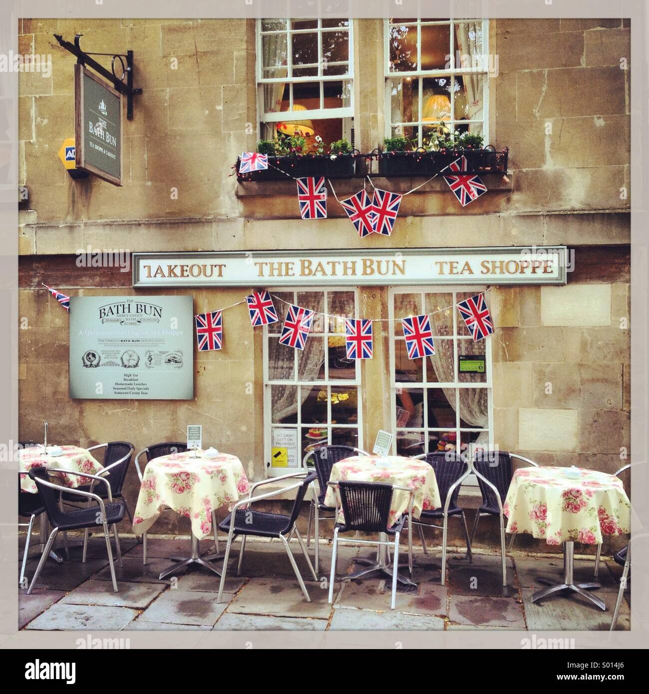 El baño Bun tienda de té, de la ciudad de Bath, Somerset. En el Reino Unido. Foto de stock