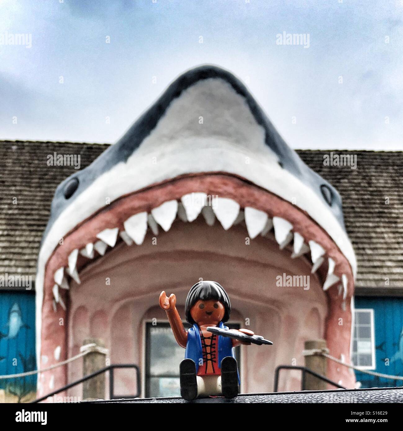 En Ocean Shores Motel tiburón Foto de stock