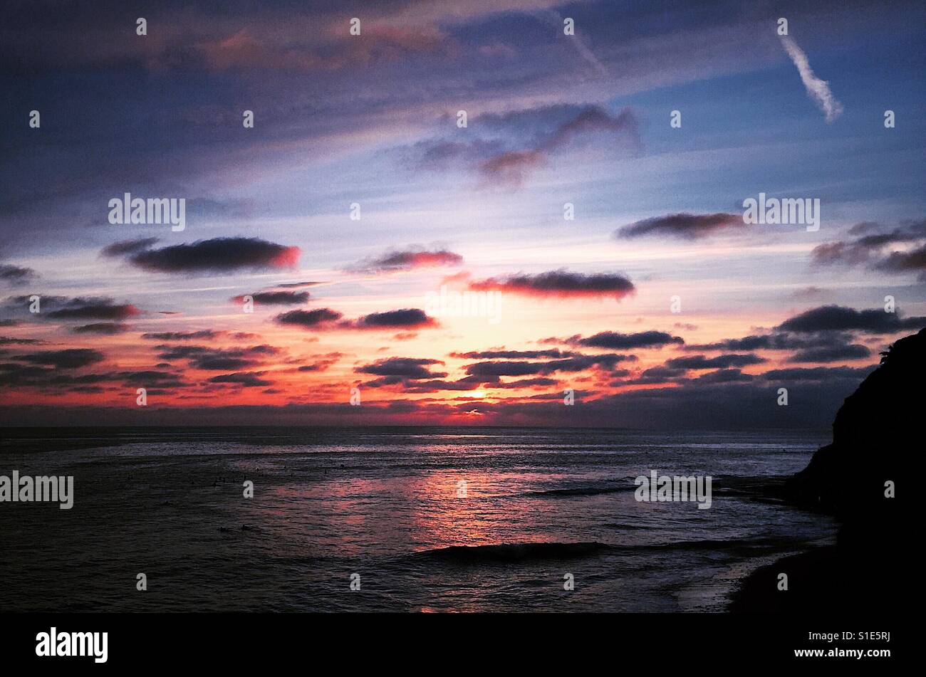 Romántica puesta de sol Foto de stock