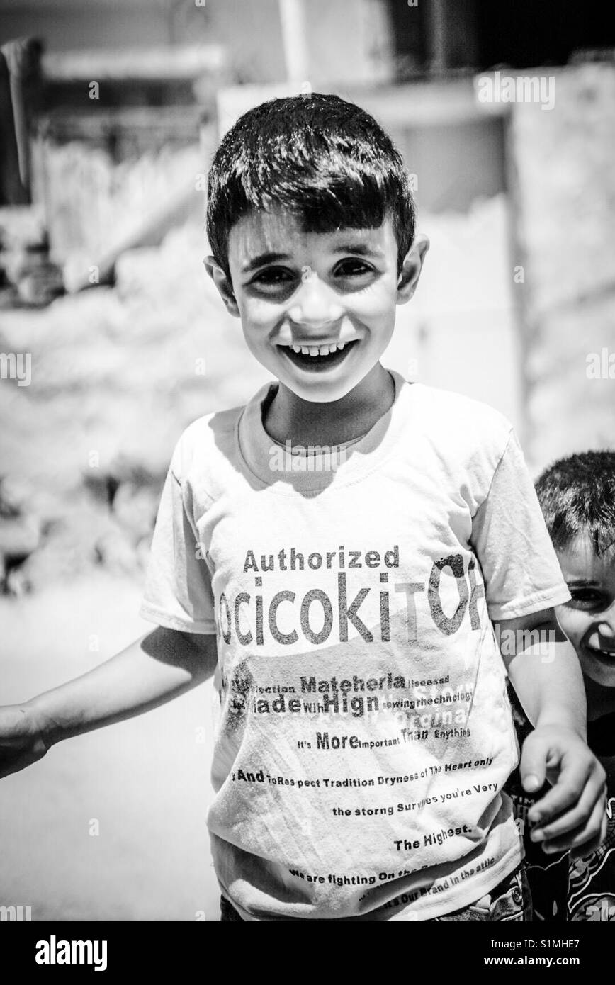 Los niños refugiados en el campamento de Arroub en Belén, Palestina. Foto de stock