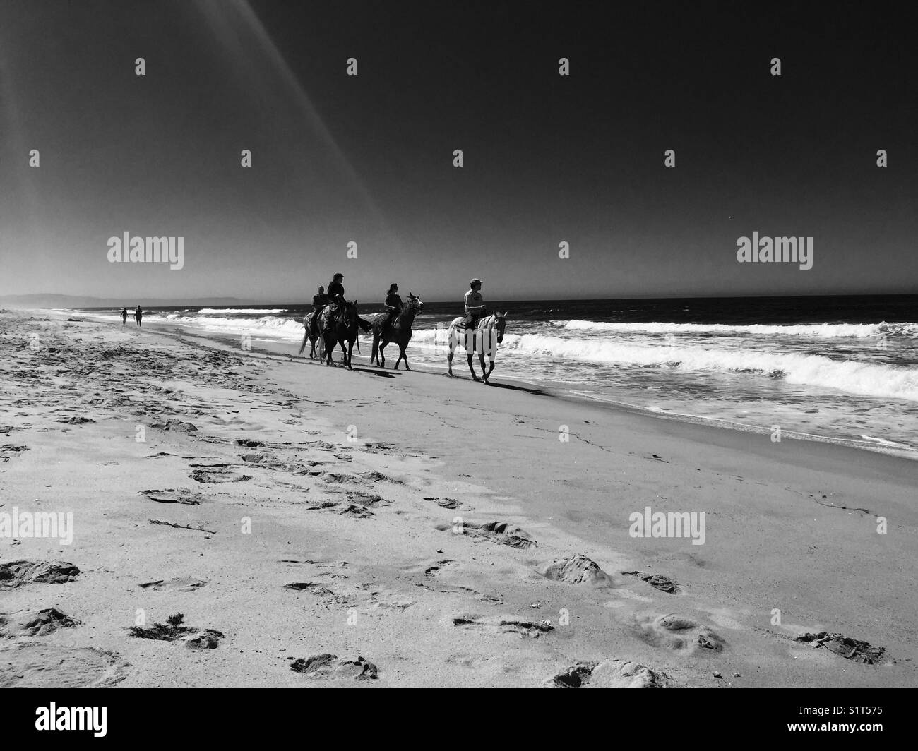 Paseos a caballo en la playa Foto de stock