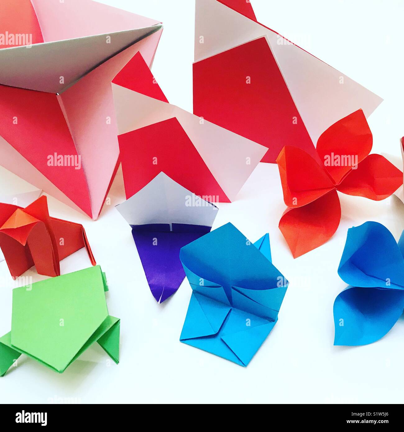 Creaciones de Origami Foto de stock
