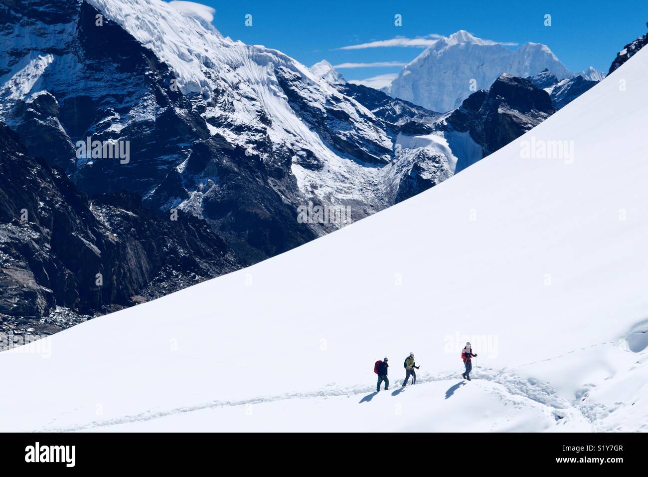 Escalar el Everest Foto de stock