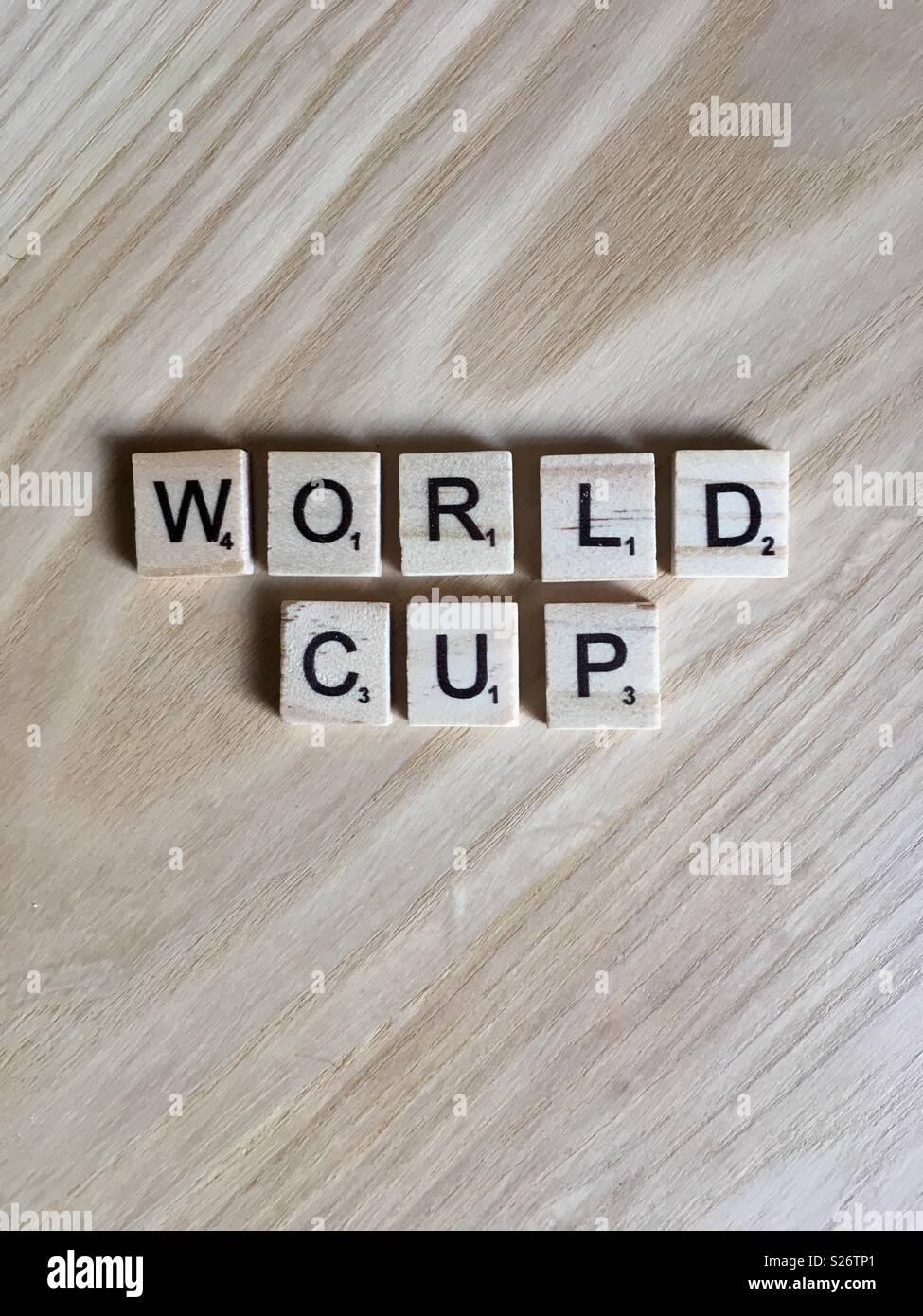 World Cup - scrabble cartas Foto de stock