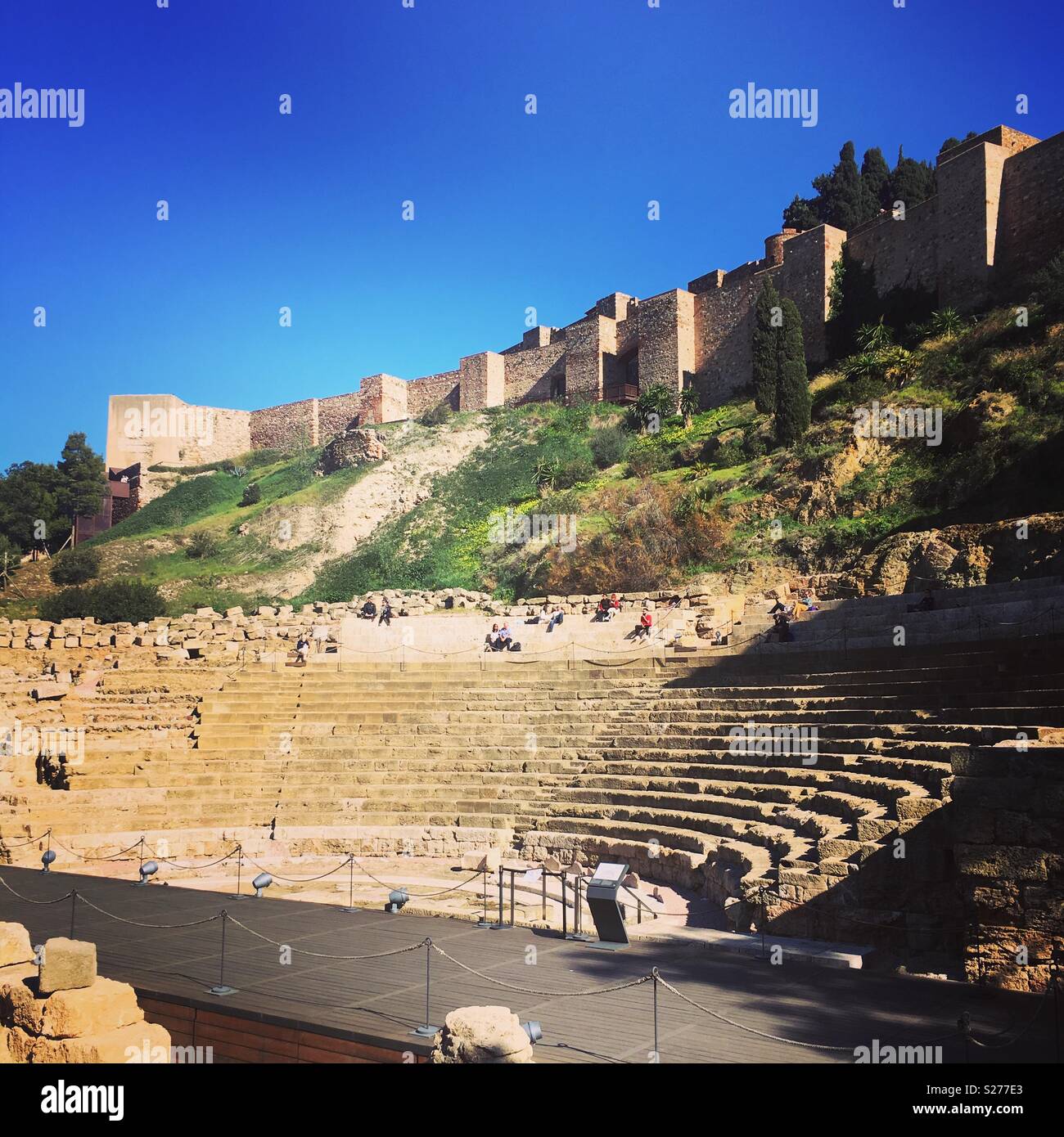 Teatro romano en Málaga, España Foto de stock