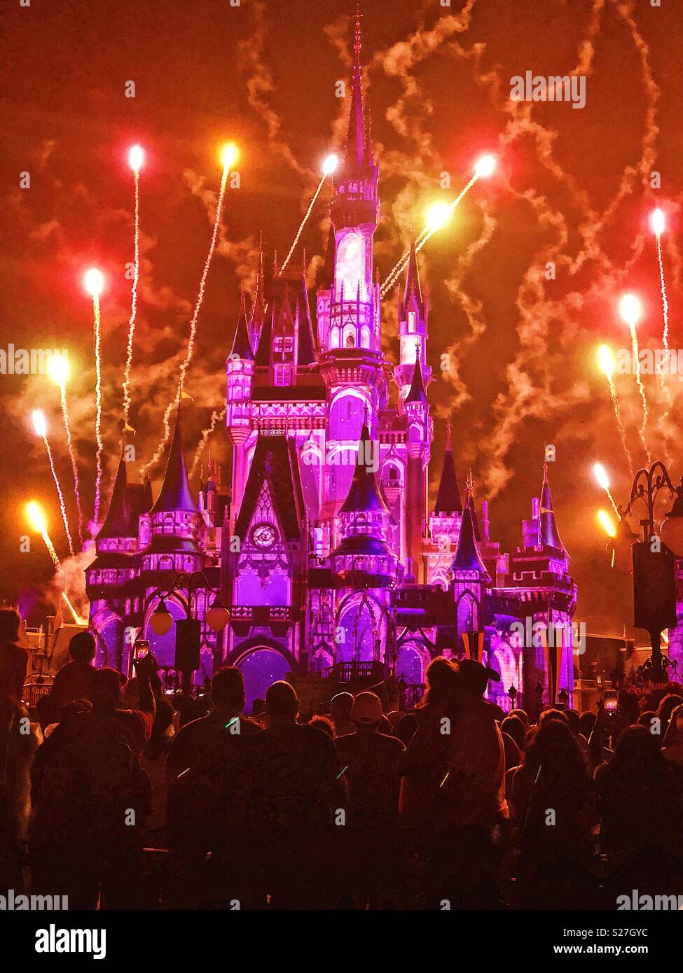 Show de fuegos artificiales de Disney World Foto de stock