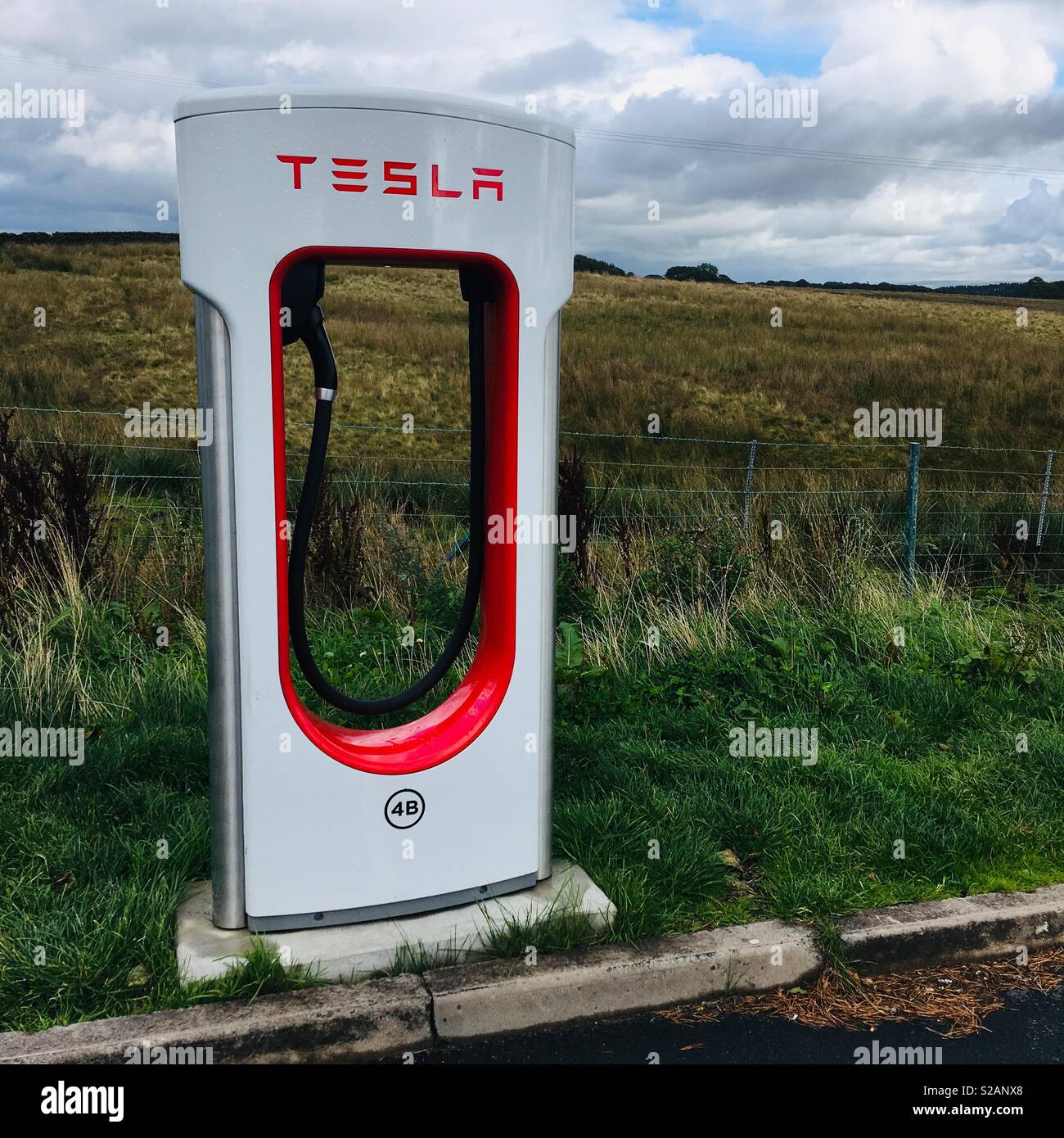Cargador De Coche Electrico Tesla En La Campina Inglesa Foto