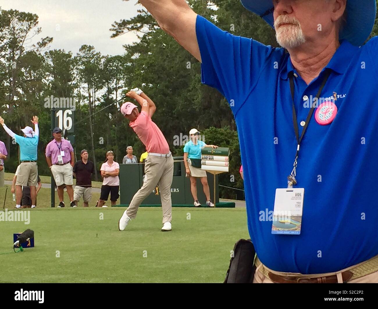 Danny Lee empezar la partida desde el hoyo 16 en TPC Sawgrass durante el campeonato de 2018 jugadores en Ponte Vedra Beach, Florida. (Ee.Uu.) Foto de stock