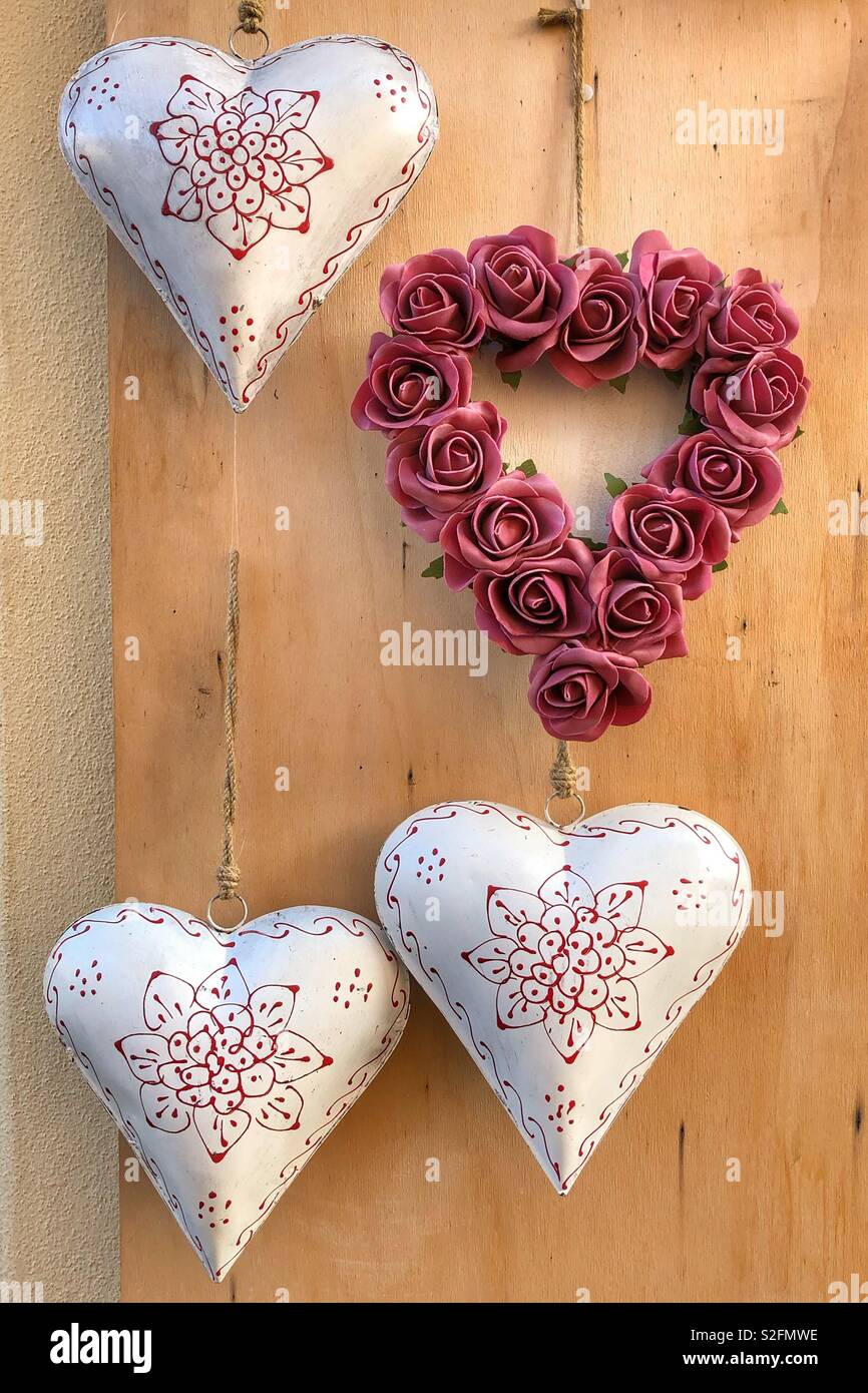 Decoración de corazones Fotografía de stock - Alamy