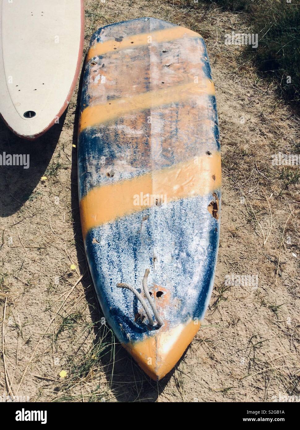 Tiempo gastado tablas de surf Foto de stock