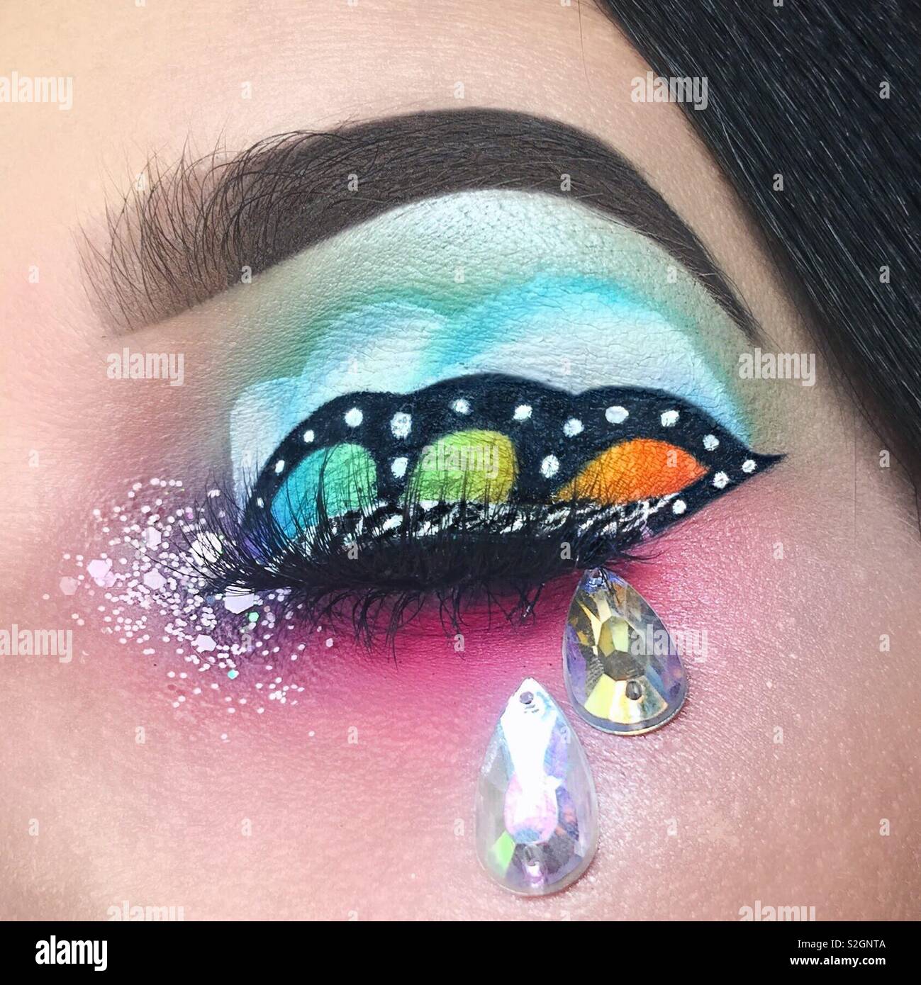 Cierre mariposa maquillaje creativo Foto de stock