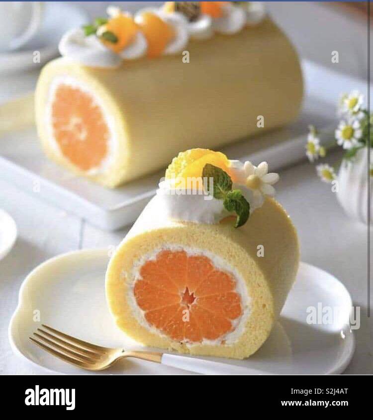 Dulce,naranja, pastel, cremoso,crema , pastelería Foto de stock