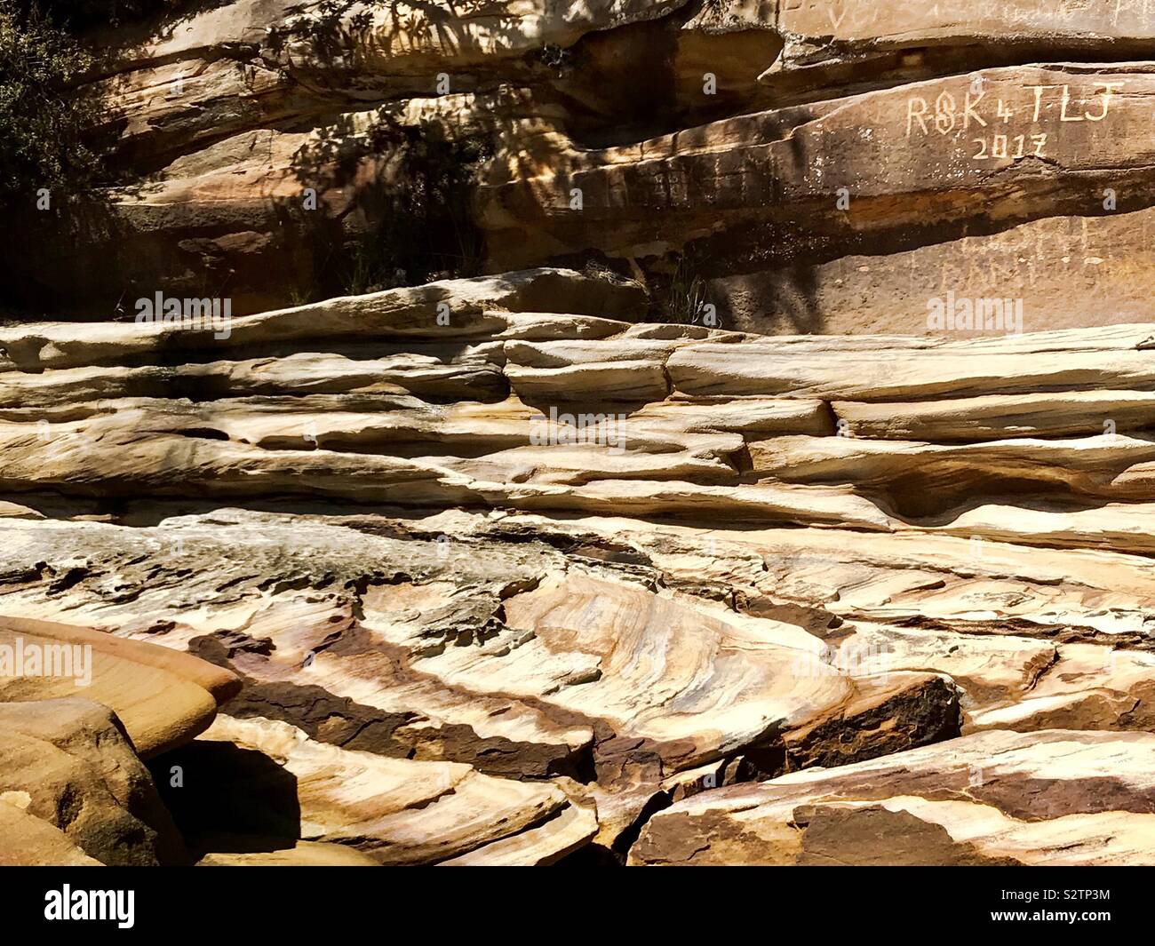 Formación rocosa Wattamolla beach en el Royal National Park en la costa sur de Nueva Gales del Sur de Sydney. Foto de stock
