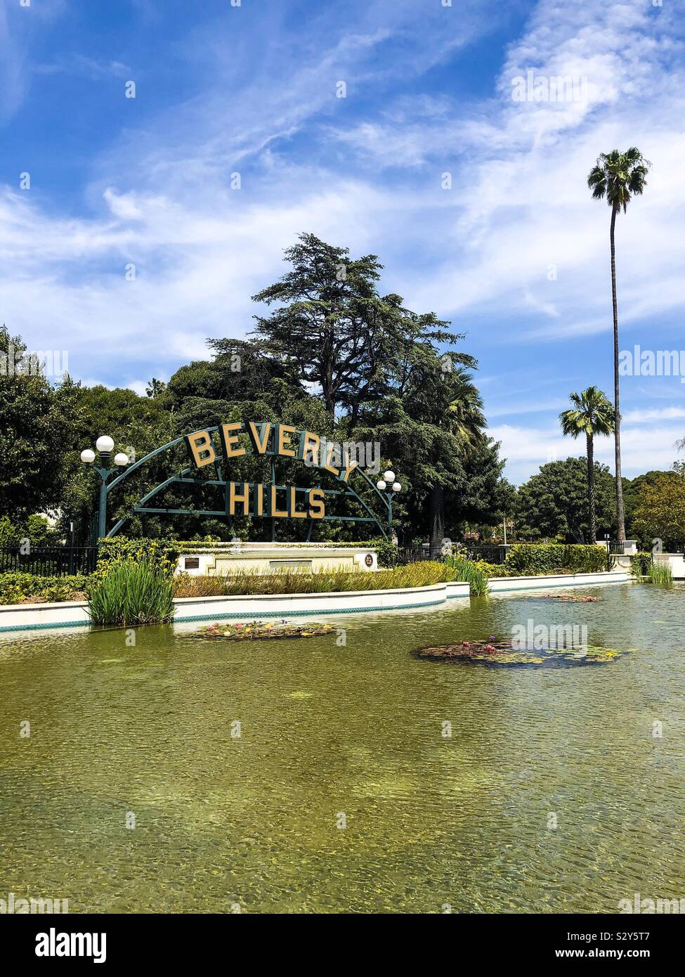 Signo de Beverly Hills en Los Ángeles park. California. Ee.Uu.. Foto de stock