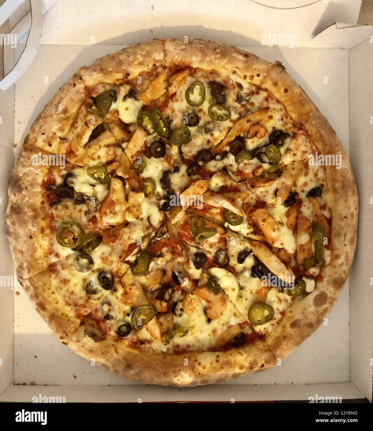 Foto de Papa Johns Pizza Na Caixa No Fundo Branco e mais fotos de