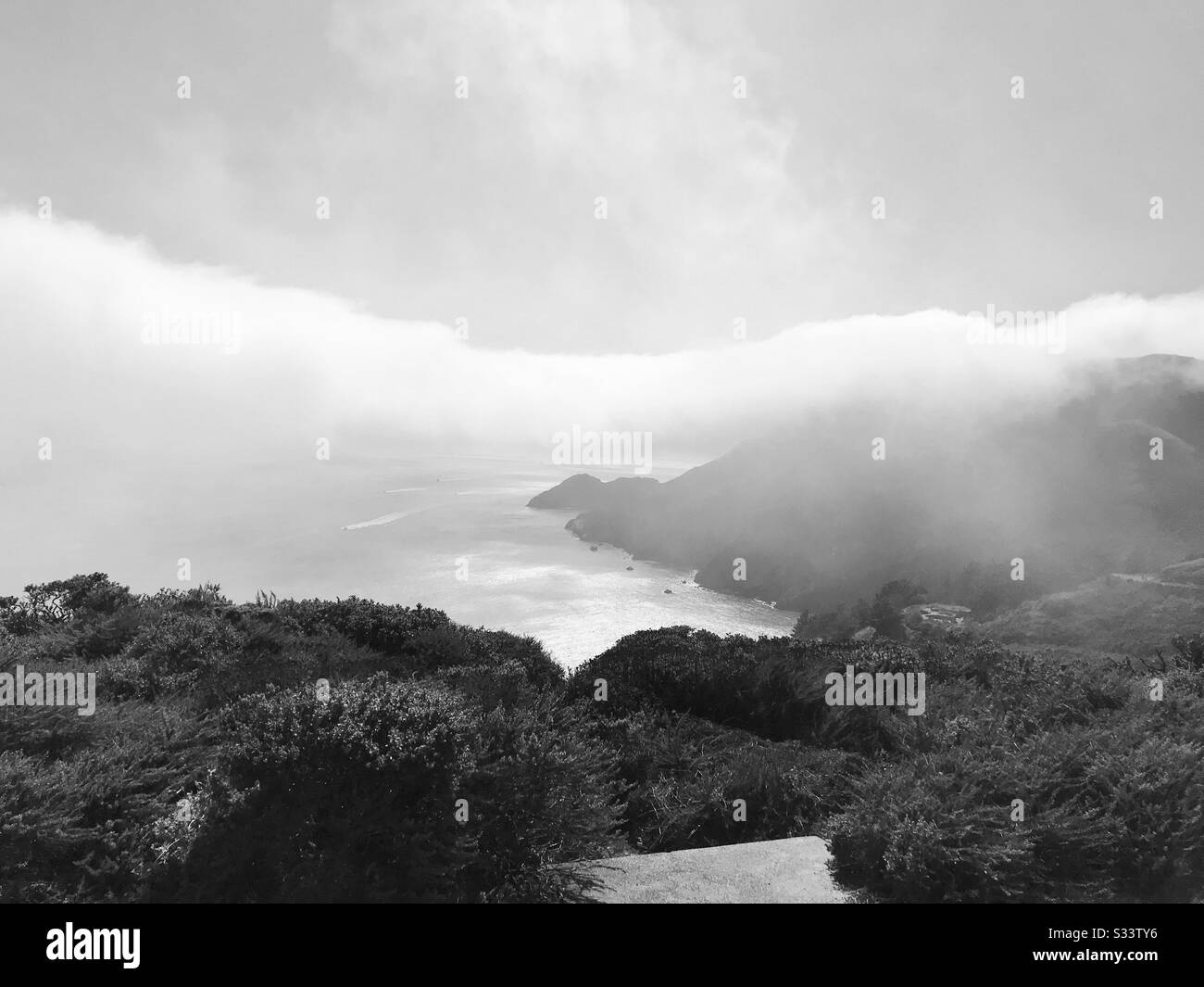 Marin Headlands en niebla Foto de stock