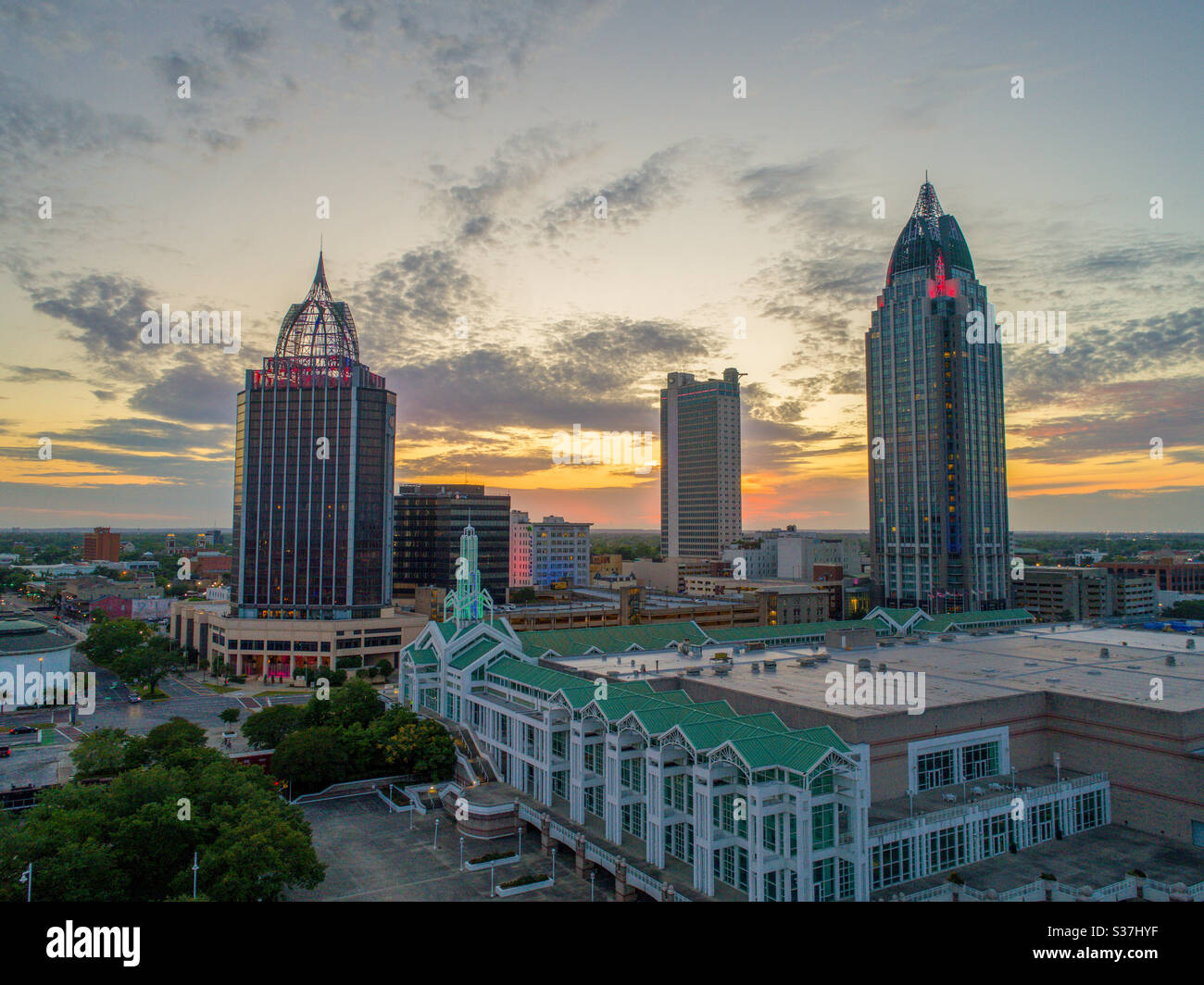 Centro de Mobile, Alabama frente al mar Foto de stock