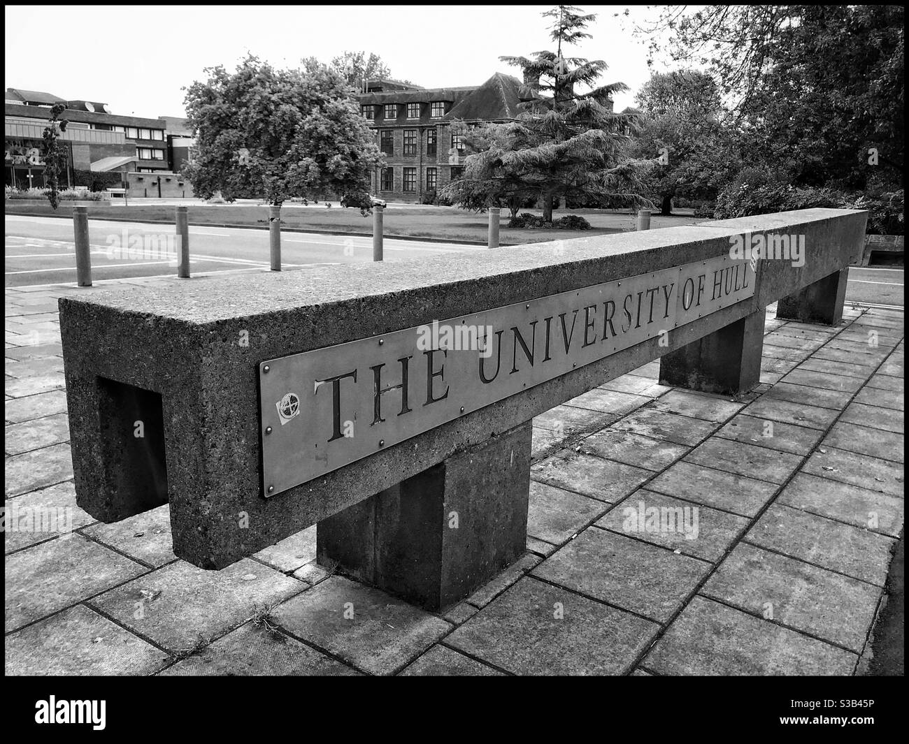 Señal en la entrada de la Universidad de Hull en Cottingham Road, Reino Unido Foto de stock