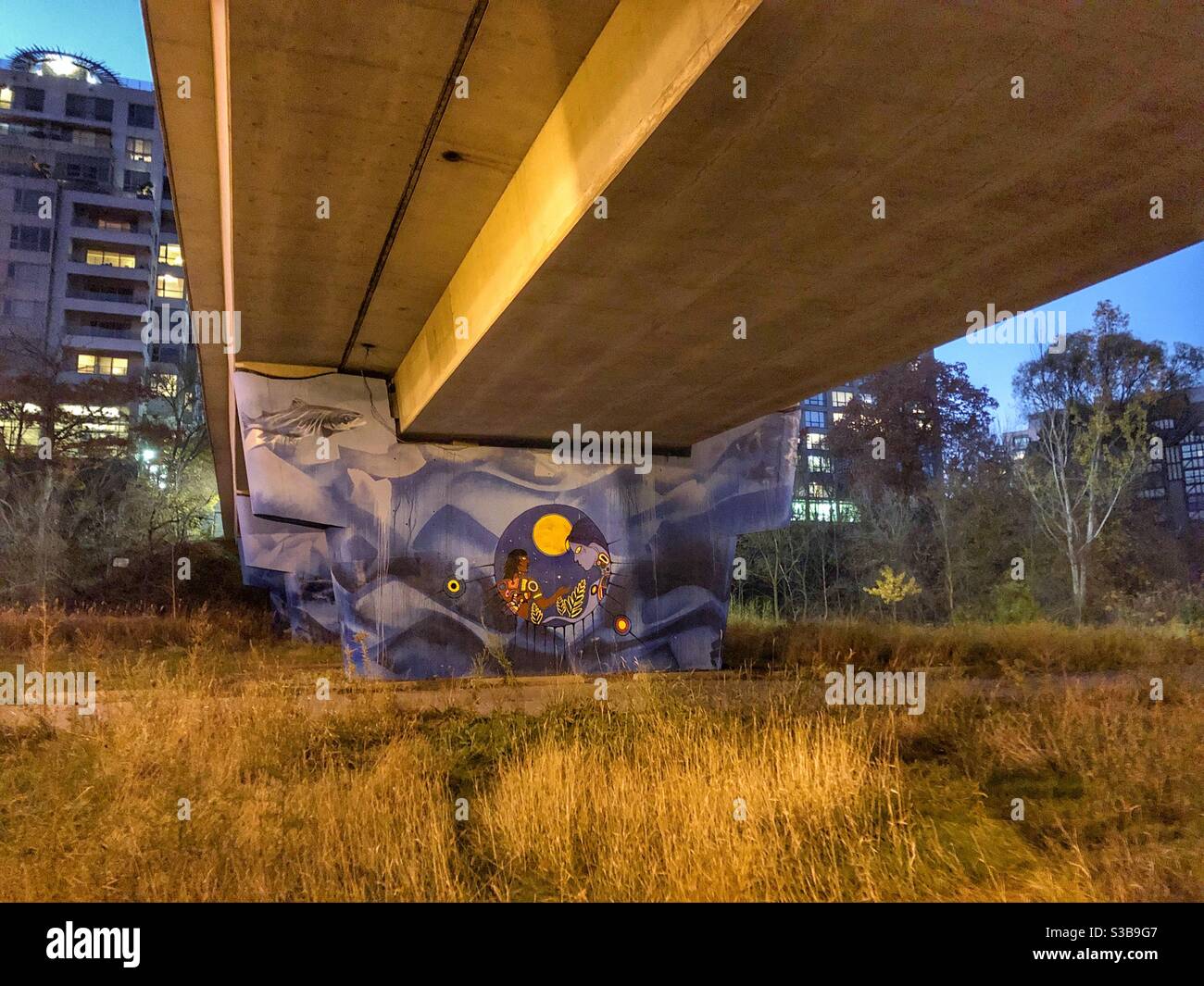 Arte callejero urbano indígena en Toronto, Canadá. Foto de stock
