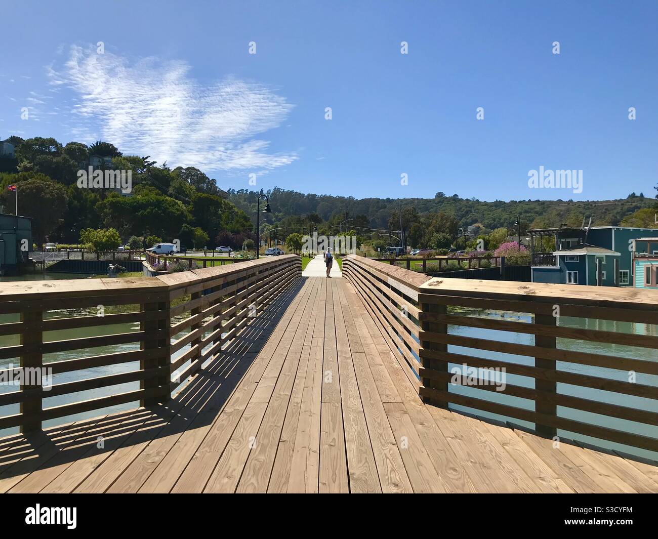 Puente, Richardson Bay Marina, Sausalito, California, Estados Unidos Foto de stock