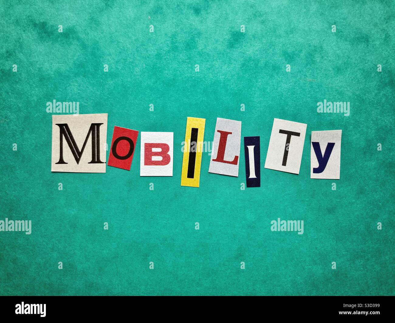 La movilidad de la Palabra como un concepto Foto de stock
