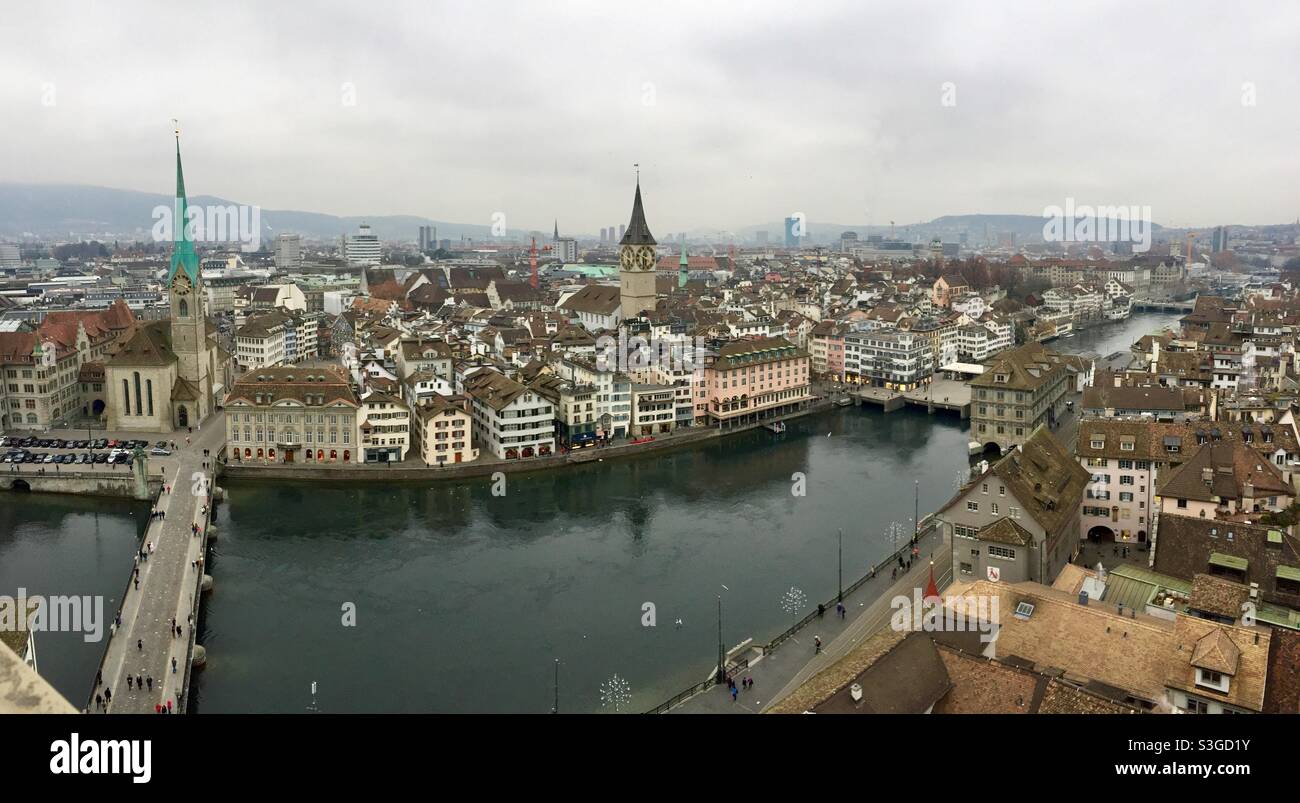 Vista aérea del agua subterránea de Zurich, Suiza Foto de stock