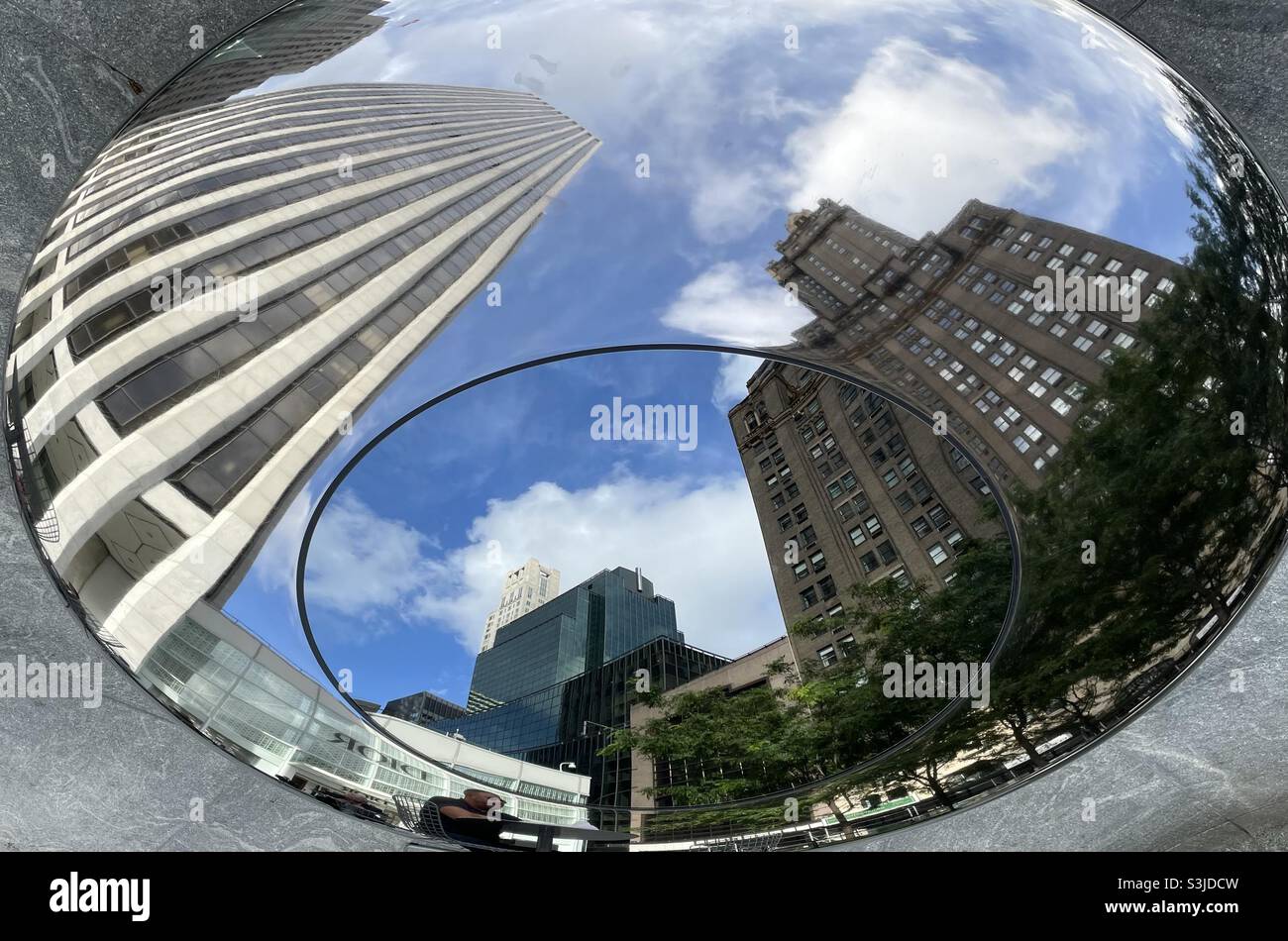 Foto oval ascendente de los edificios de Manhattan Foto de stock