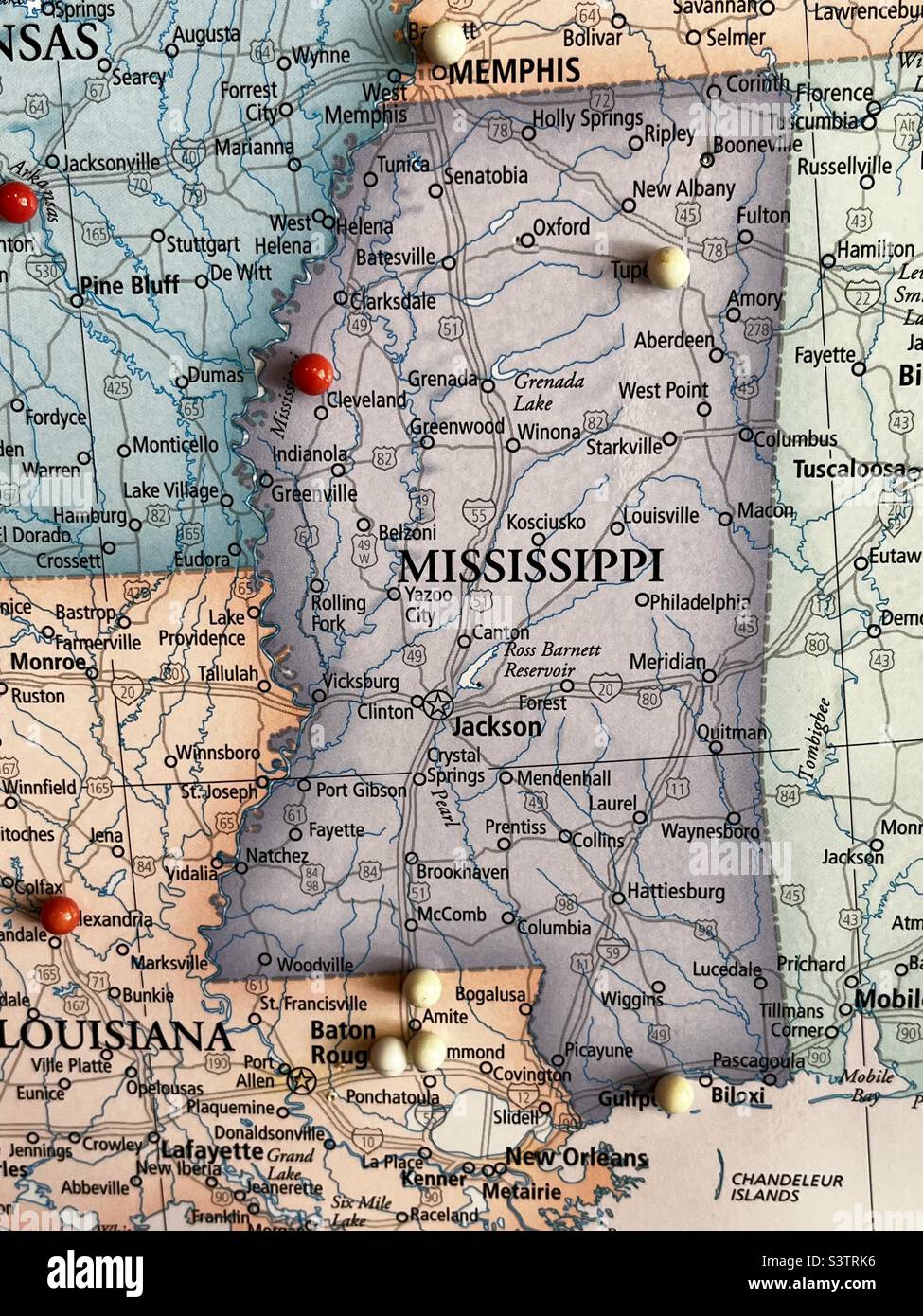 Mapa de Mississippi Fotografía de stock Alamy