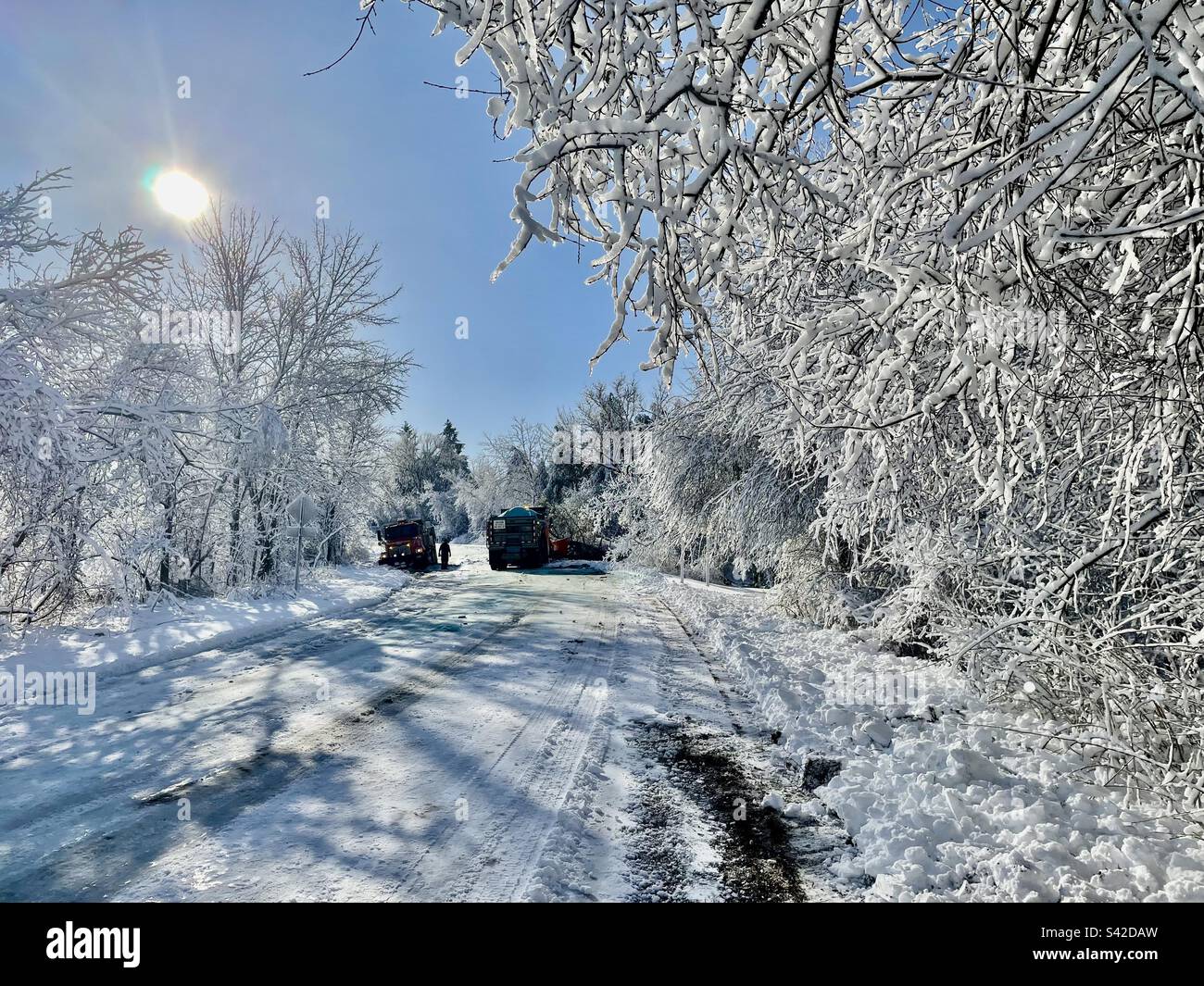 Tormenta de nieve de bloqueo de carretera Foto de stock