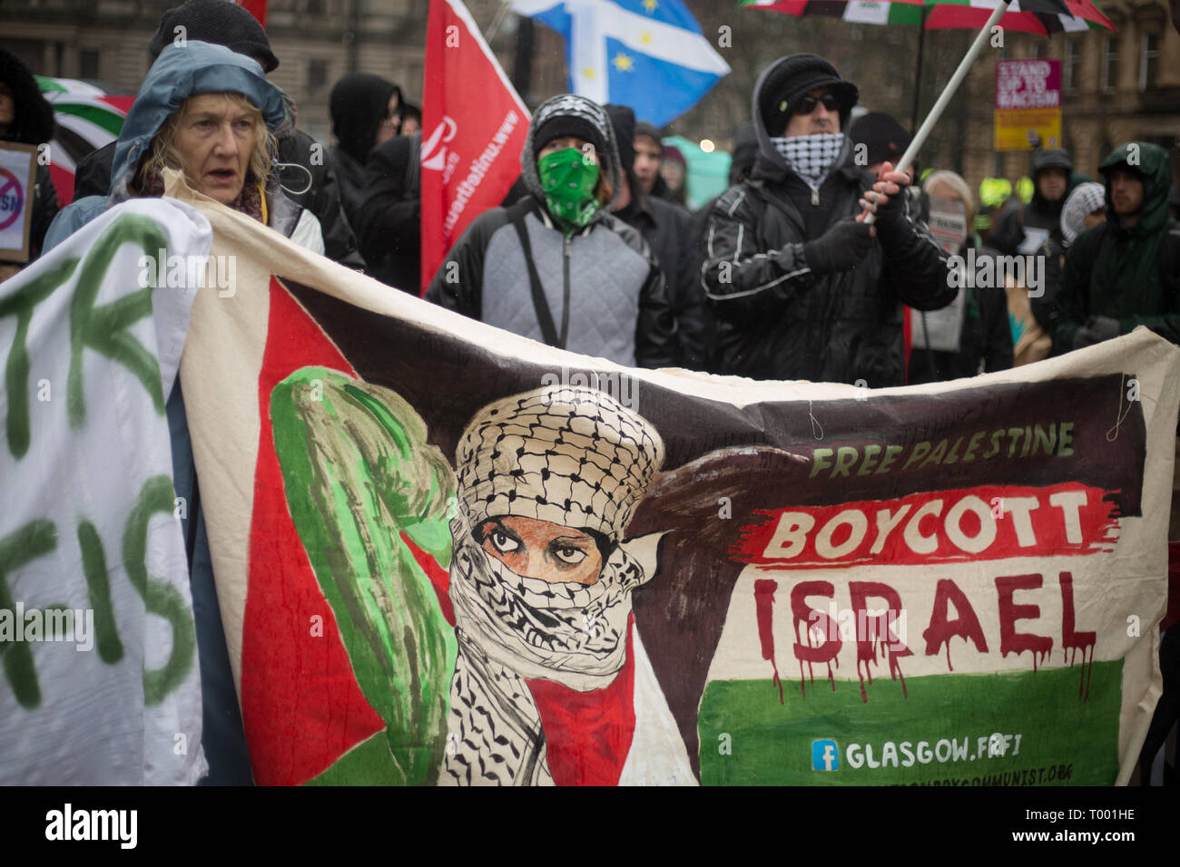 Glasgow, Escocia, el 16 de marzo de 2019. Pro-Israel Pro-Palestine y grupos se reúnen en un mitin anti-racismo en George Square, en Glasgow, Escocia, el 16 de marzo de 2019. Foto por: Jeremy Sutton-Hibbert/Alamy Live News. Foto de stock