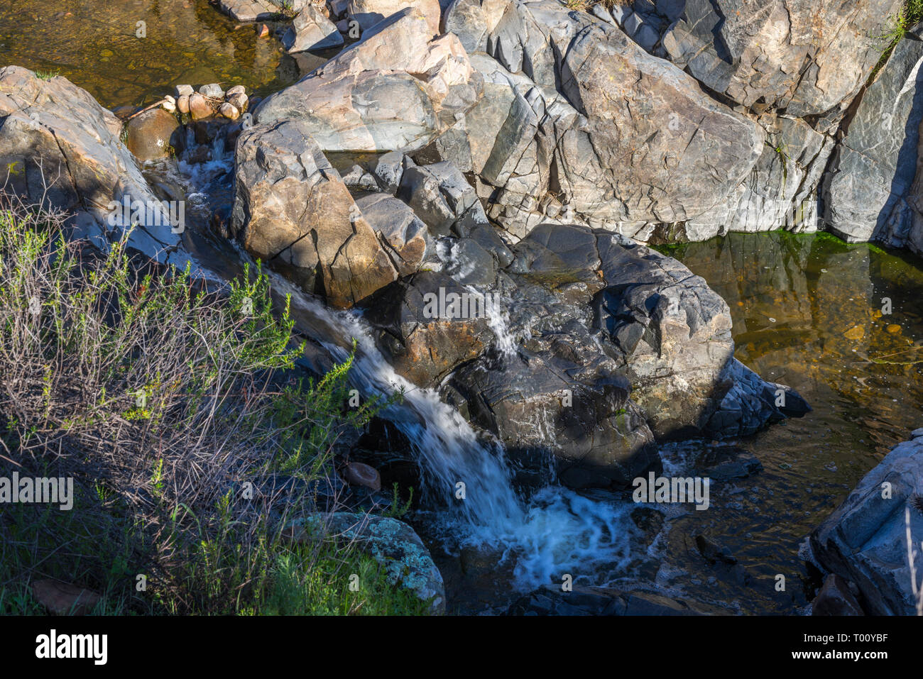 Cascada en el Cañón de Oak Oak Canyon Trail. Mission Trails Regional Park, en San Diego, California, Estados Unidos. Foto de stock