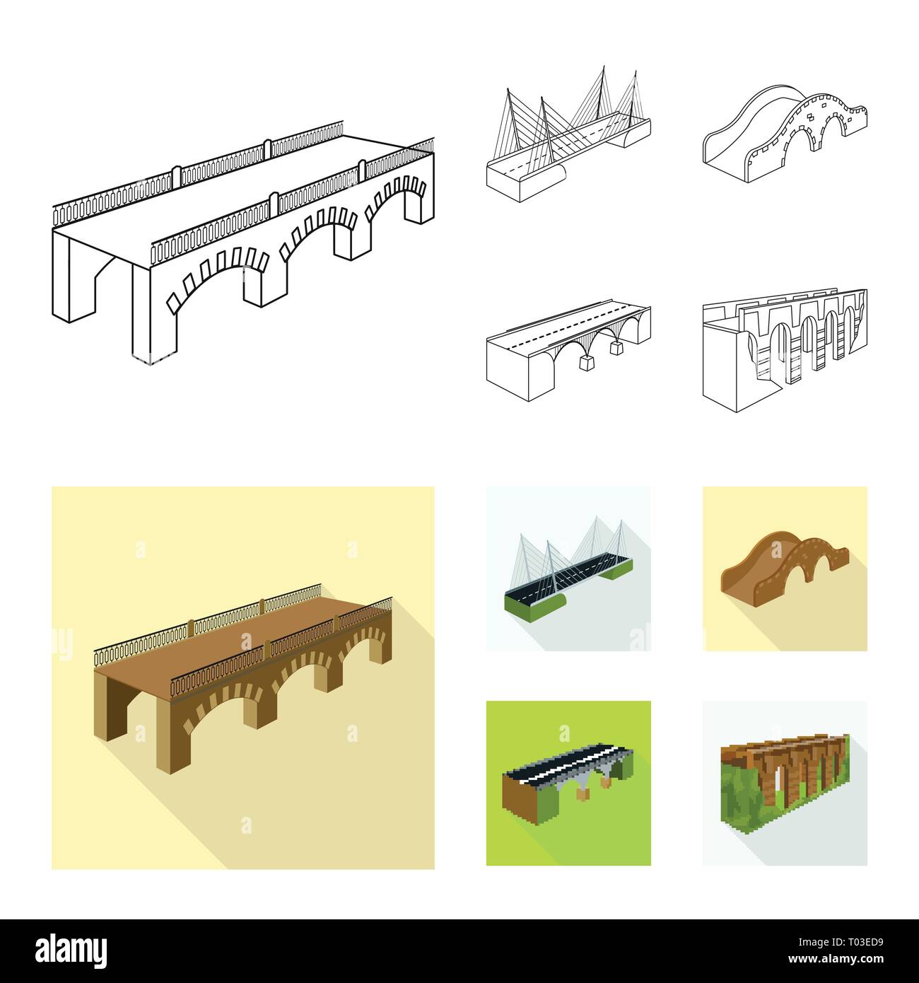 Puente, reubicación, construcción, peatón, montado,prop,cable,costa,históricos,columna,suspendido,arco,río,ladrillo,metal,viejo,showplace,transporte,moderno,campo,bicicleta,long,conexión diseño,construir,lado,bridgework,arquitectura,histórica,estructura,cruzando,vista,establecida,vector,icono,ilustración,aislado,collection, elemento gráfico,,signo vectores vectorial , Ilustración del Vector